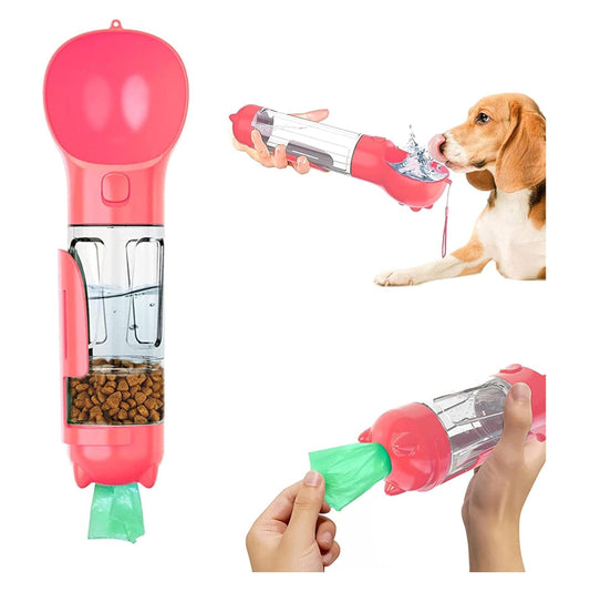 🔥SUPER PROMO - COMBO BOTELLA DE AGUA PARA PERROS 4 EN 1  + CEPILLO QUITA PELOS