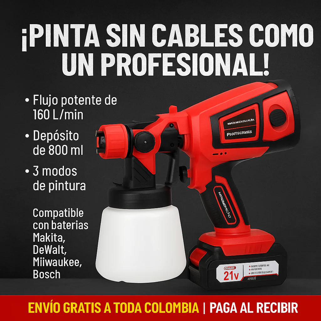 PISTOLA DE PINTURA INALAMBRICA 21V -800ML