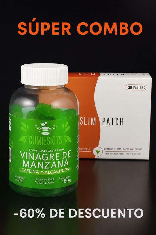 🔥SÚPER COMBO- 🍎GOMITAS DE VINAGRE DE MANZANA + PARCHES PARA ADELGAZAR SLIM PATCH🌿